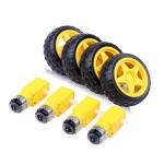 DC 3-6V Dual Shaft Gearbox Electric Motors with Tire Wheel for Robot